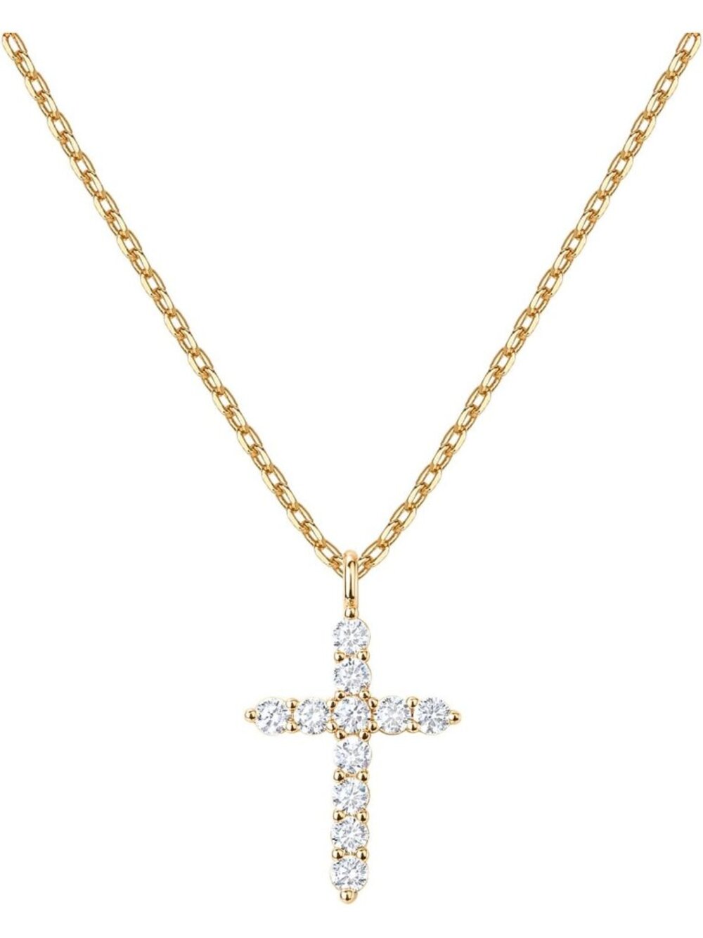 Women’s Yellow Gold 14K Gold Plated Cross Pendant Necklace Elegant Cross Jewelry